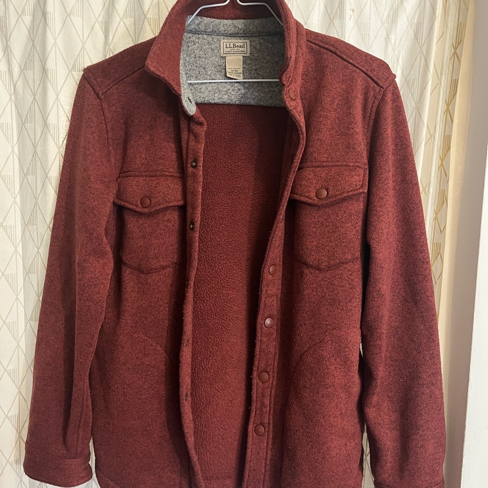 L.L. Bean Men's Maroon Button Up Fleece Jacket